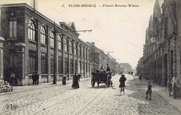 La filature Bonamy-Wibaux, rue Jean-Jaurès — carte postale ancienne